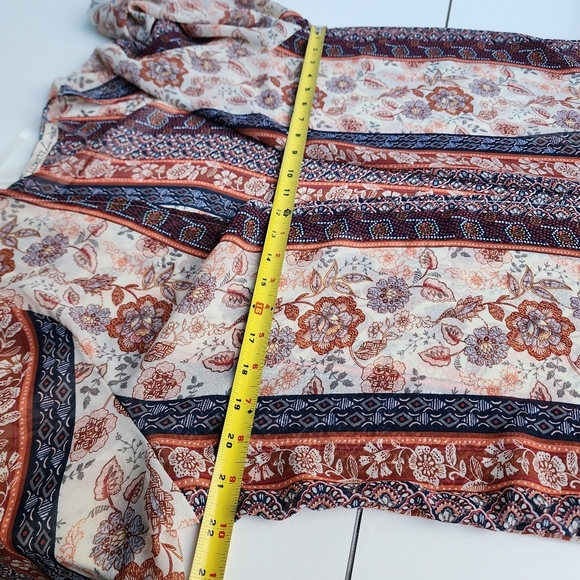 Liberty Love Women’s Sheer Cardigan / Kimono Red Blue Floral Open Front Sz L - Picture 10 of 12